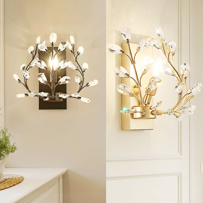 Hjemix | Luminis Vegglampe | Luksus Krystall Design | Blad Motif | 1-Lyskilde & Moderne