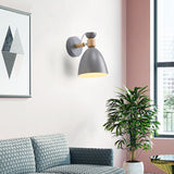 Hjemix | Moderne Minimalistisk Rund Horn Aluminium Tre 1-Lys Vegglampe for Soverom