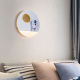 Hjemix | Moderne Kreativ Jern Harpiks Rund Astronaut LED Vegglampe for Soverom