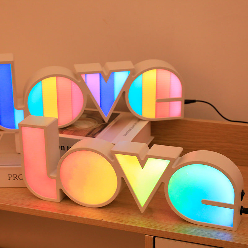 Hjemix | Modern Art Deco vanntett PS LOVE bokstaver LED bordlampe for soverommet