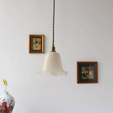 Hjemix | Vintage Kreativ Blomst Messing Glass 1-Lampe Pendellampe