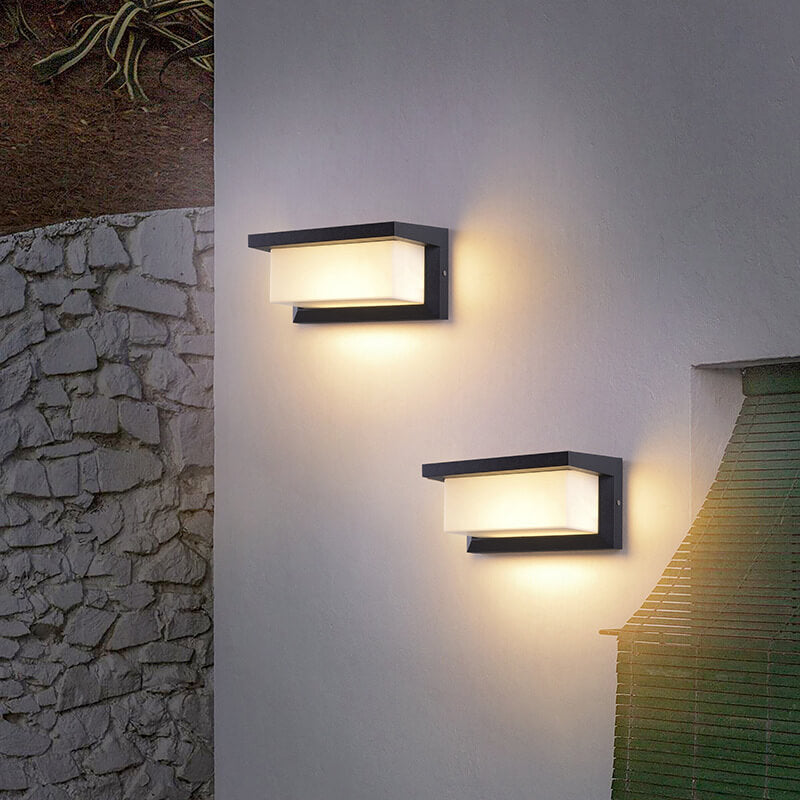 Hjemix | Moderne Minimalistisk Solrektangel PC LED Utendørs Vegglampe For Utendørs Patio