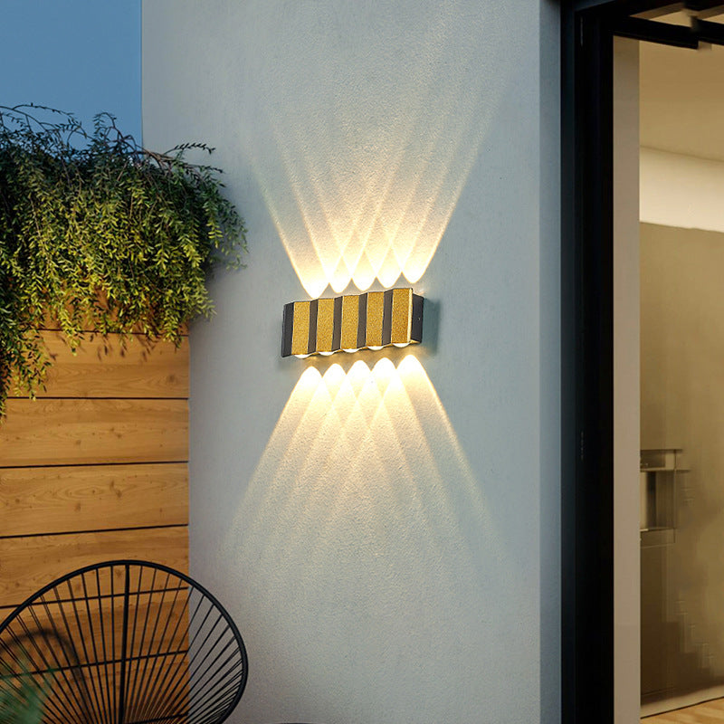 Hjemix | Moderne Lys Luksus Gyldent Aluminium Utendørs Vanntett Terrasse LED Vegglampe