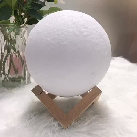 Hjemix | Kreativ Mini Oppladbar 3D Utskrevet Måne 1-Lys LED Bordlampe