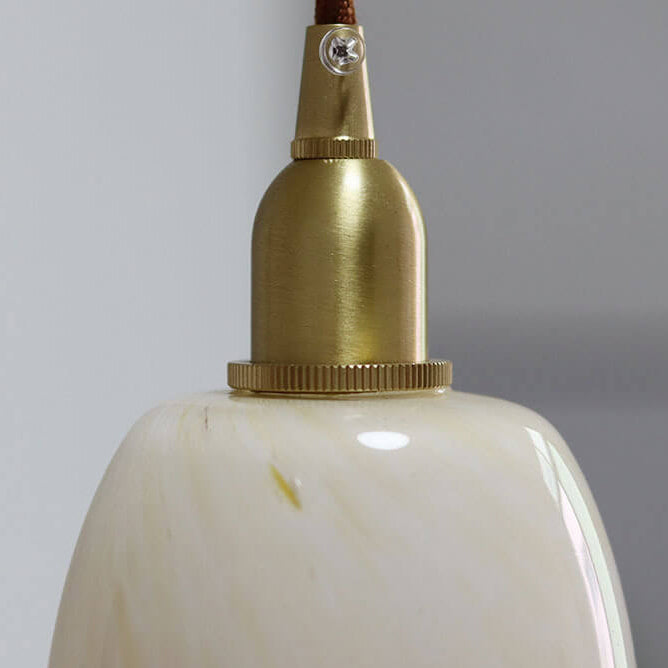Hjemix | Vintage Kreativ Blomst Messing Glass 1-Lampe Pendellampe