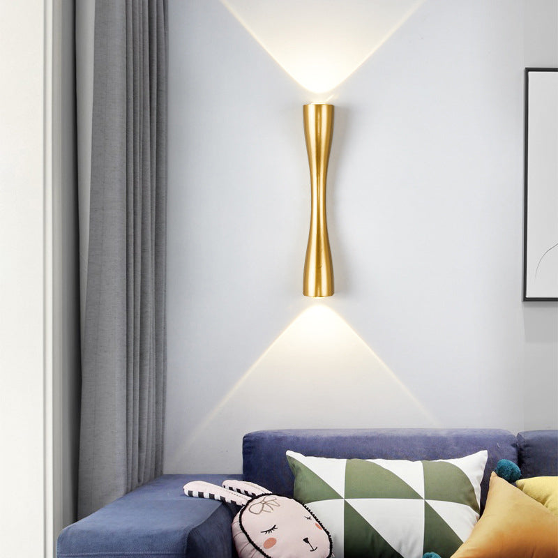 Hjemix | Moderne Enkel Lang Horn 2-Lys LED Innendørs og Utendørs Vegglampe