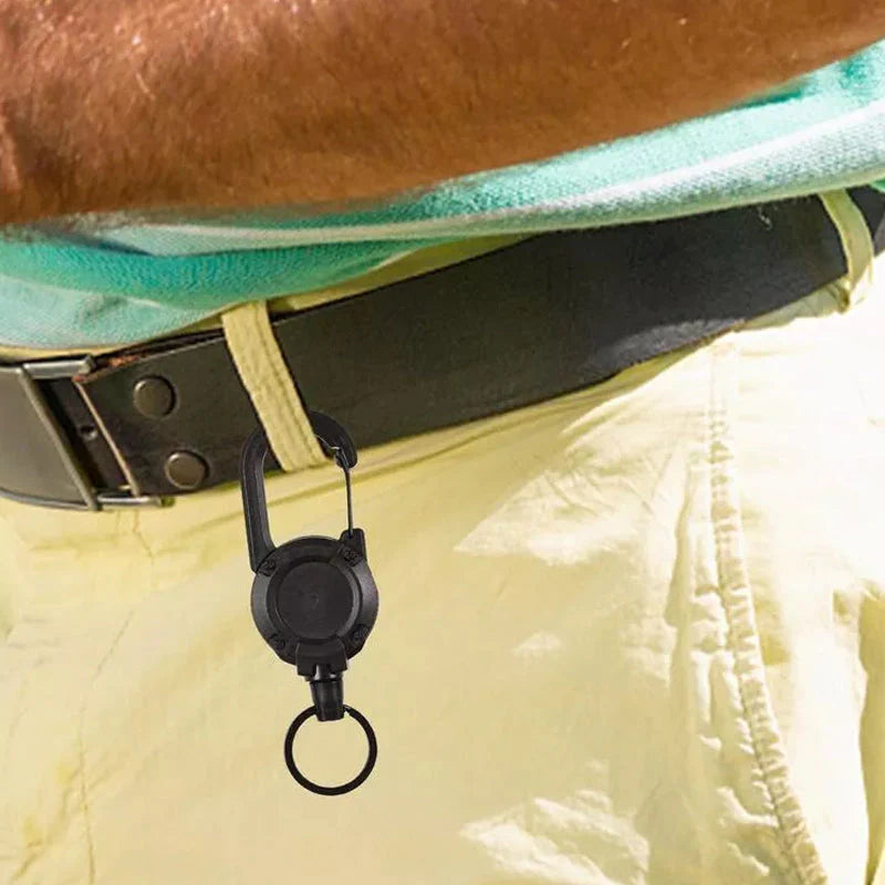 Hjemix | Utendørs automatisk uttrekkbar wire Luya taktisk nøkkelring med tyverisikring