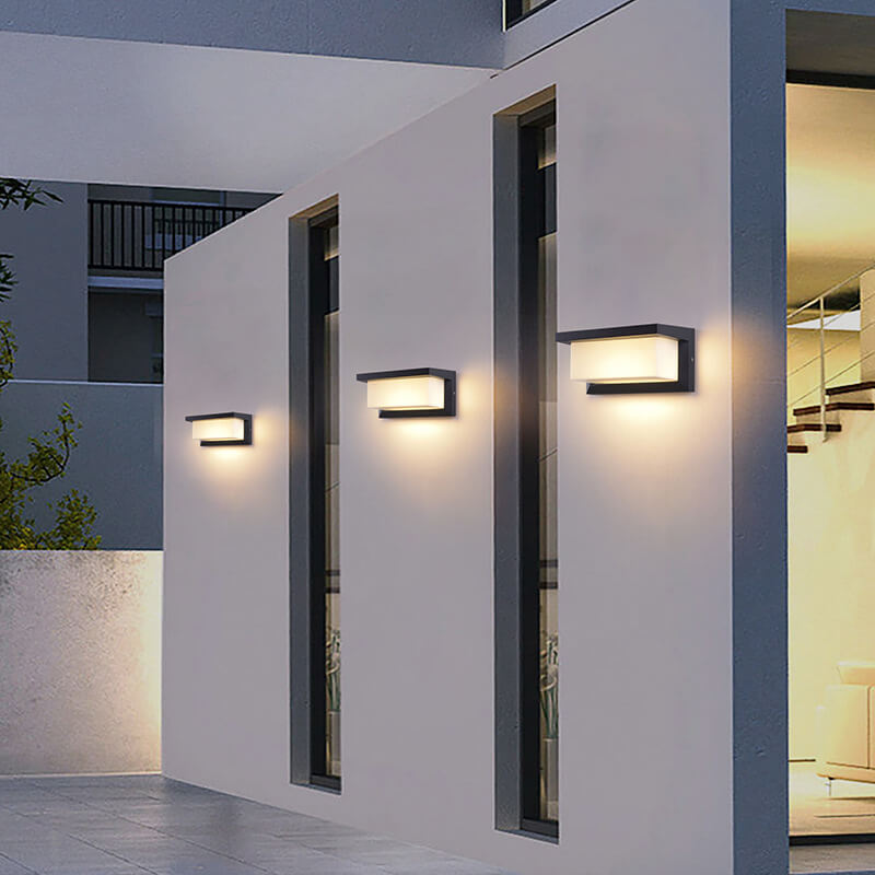 Hjemix | Moderne Minimalistisk Solrektangel PC LED Utendørs Vegglampe For Utendørs Patio