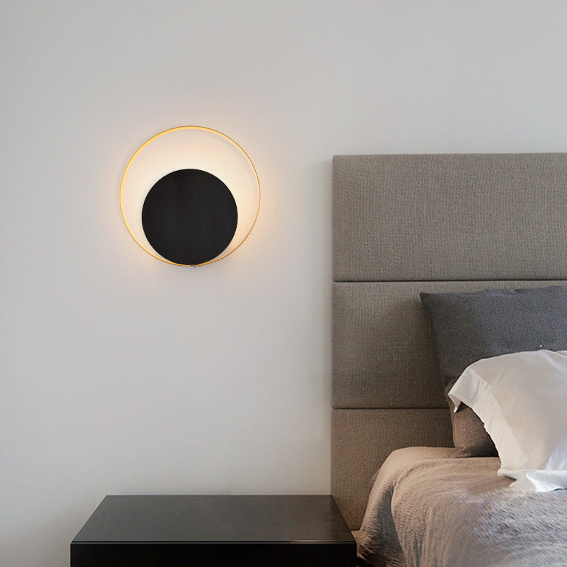 Hjemix | Moderne Minimalistisk Jern Sirkel Ring 1-Lyskilde Vegglampe For Soverom