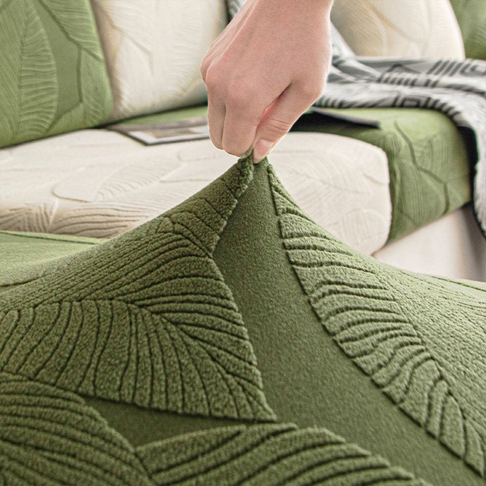 Hjemix | Moderne Blader Jacquard Vanntett Anti-Ripe Stretch Full Dekke Sofa Dekke
