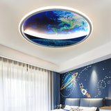Hjemix | Modern Art Deco Planet Earth Rund Silikon Jern LED Taklampe For Stue
