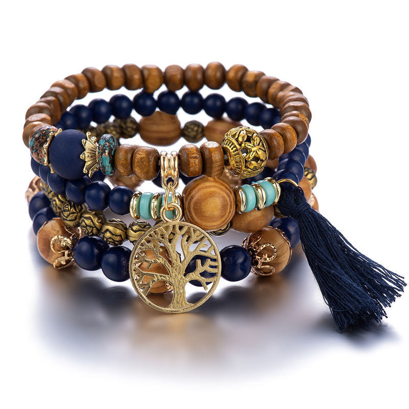 Hjemix | Boho Flersjiktet Tresmykke Armbånd