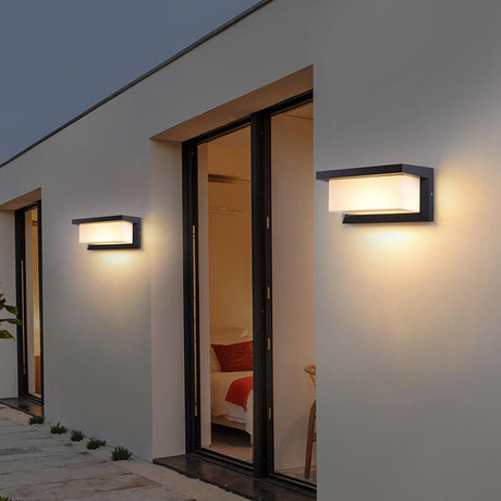 Hjemix | Moderne Minimalistisk Solrektangel PC LED Utendørs Vegglampe For Utendørs Patio