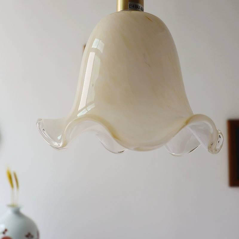 Hjemix | Vintage Kreativ Blomst Messing Glass 1-Lampe Pendellampe