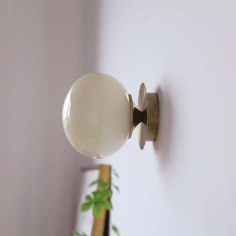 Hjemix | Moderne Vintage Minimalist Iron Glass Round Head 1-Light Wall Sconce Lamp