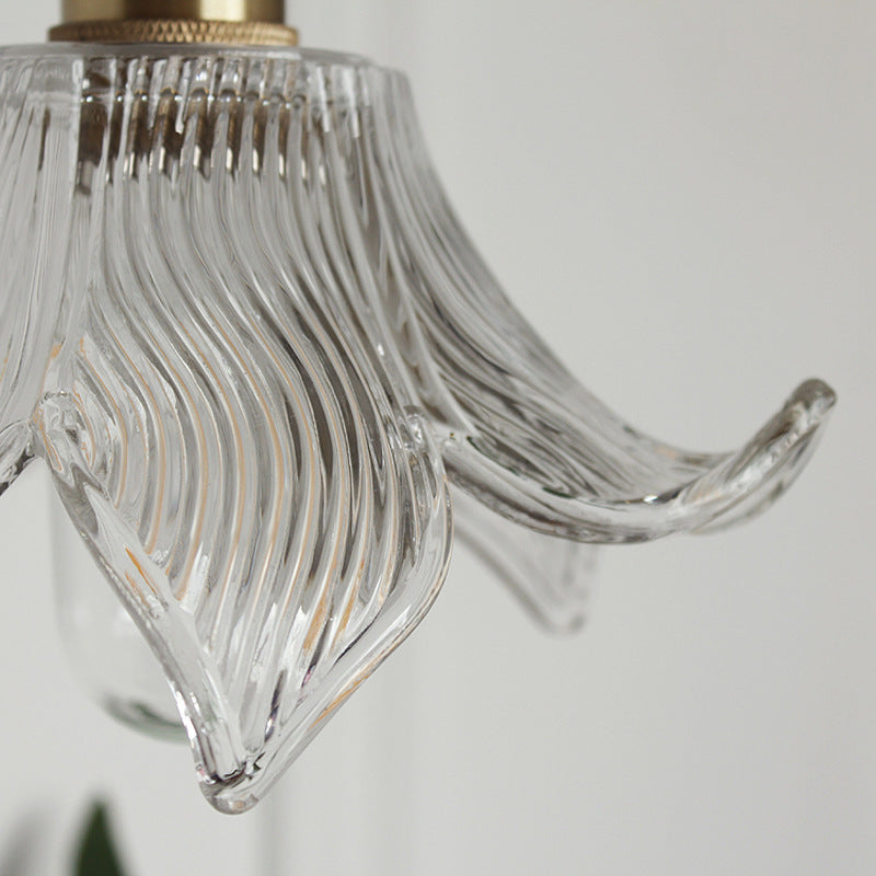 Hjemix | Moderne Kreativ Floral Messing-Glass 1-Lyskilde Pendellampe for Stuen