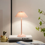Hjemix | Moderne skandinavisk oppladbar jernstoff cone plisserte LED bordlampe for nattbord