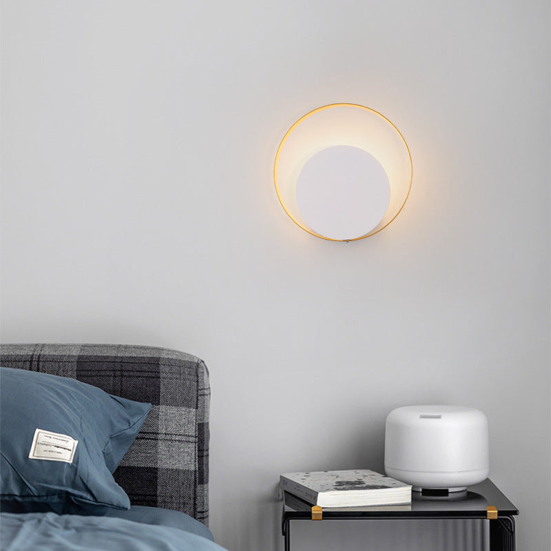 Hjemix | Moderne Minimalistisk Jern Sirkel Ring 1-Lyskilde Vegglampe For Soverom