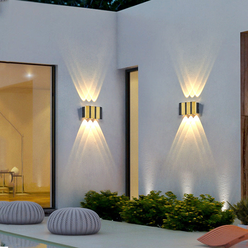 Hjemix | Moderne Lys Luksus Gyldent Aluminium Utendørs Vanntett Terrasse LED Vegglampe