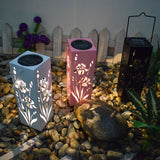 Hjemix | Solar Butterfly Rose Pattern Hollow Column LED Utendørs Vanntett Dekorativ Lampe