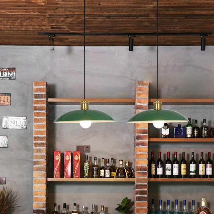 Hjemix | RetroDome Industriell Vintage Pendellampe | Grønn Jernkuppel Design | Enkelt Lys | Rustikk Takbelysning