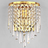 Hjemix | Moderne Luksus Semi-Rund Octagonal Perle Rustfritt Stål Krystall 1-lys Vegglampe for Stue