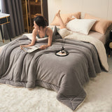 Hjemix | Solid tykk dobbelsidig fløyels kube teppe