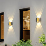 Hjemix | Moderne Lys Luksus Gyldent Aluminium Utendørs Vanntett Terrasse LED Vegglampe