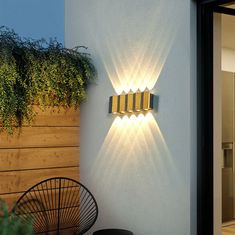 Hjemix | Moderne Lys Luksus Gyldent Aluminium Utendørs Vanntett Terrasse LED Vegglampe