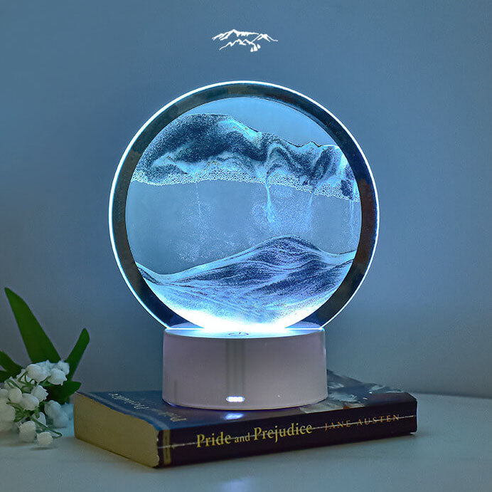 Hjemix | Kreativ Rund Timeglass Quicksand 3D LED Nattlampe Bordlampe