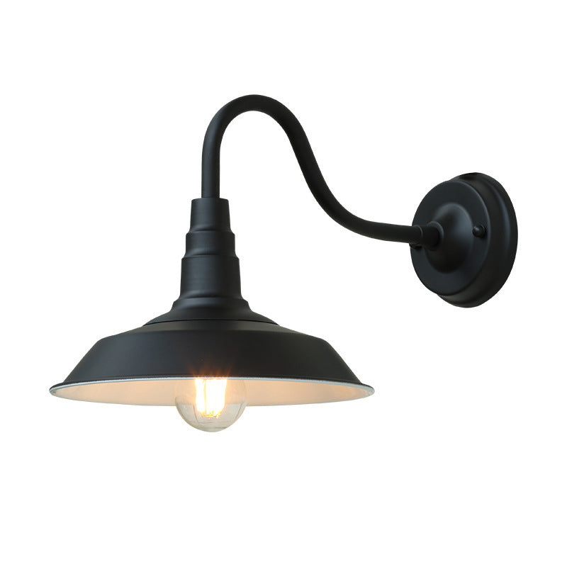 Hjemix | Noctura Klassisk Vegglampe | Vintage Design | Jernramme med Rund Glasskjerm | 1-Lys Spisestue Belysning