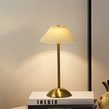 Hjemix | Moderne skandinavisk oppladbar jernstoff cone plisserte LED bordlampe for nattbord