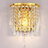 Hjemix | Moderne Luksus Semi-Rund Octagonal Perle Rustfritt Stål Krystall 1-lys Vegglampe for Stue