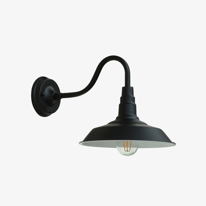 Hjemix | Noctura Klassisk Vegglampe | Vintage Design | Jernramme med Rund Glasskjerm | 1-Lys Spisestue Belysning
