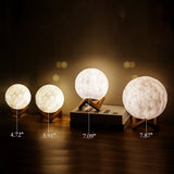 Hjemix | Kreativ Mini Oppladbar 3D Utskrevet Måne 1-Lys LED Bordlampe