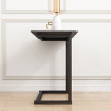 Hjemix | ModernoCurve C-Side Table | MDF tabletop | Moderne design | Plassbesparende | Perfekt for stue og soverom
