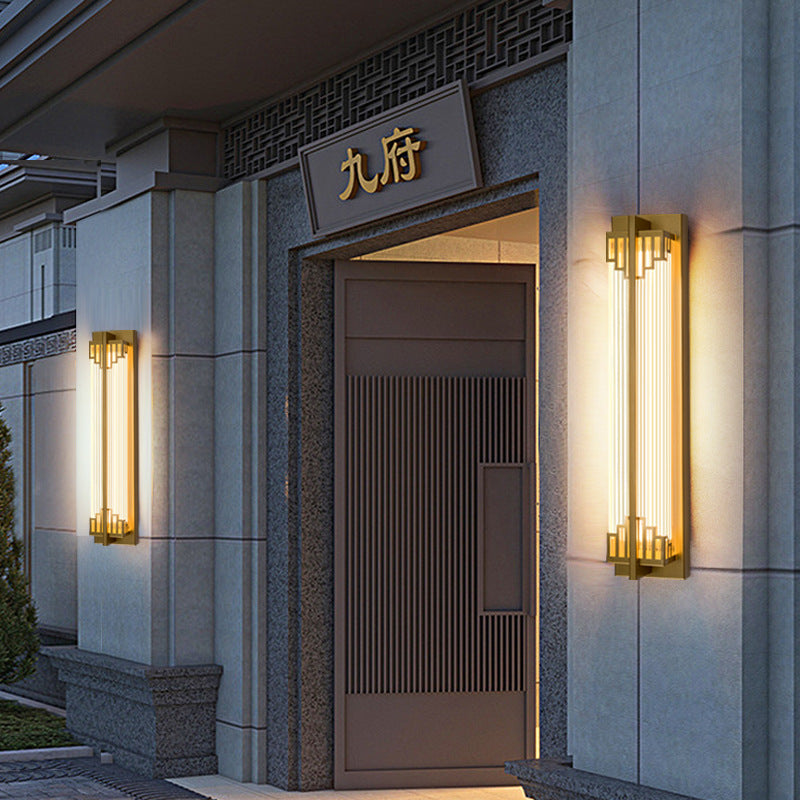 Hjemix | LumaRay Vanntett LED Vegglampe | Rustfritt Stål Glass | Rektangulær | Utendørs Belysning Terrasse