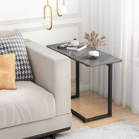 Hjemix | ModernoCurve C-Side Table | MDF tabletop | Moderne design | Plassbesparende | Perfekt for stue og soverom