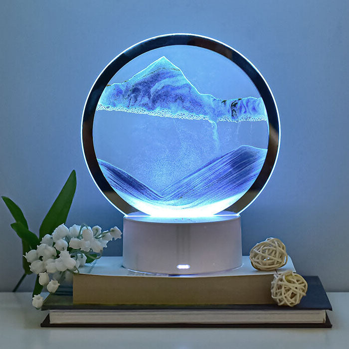 Hjemix | Kreativ Rund Timeglass Quicksand 3D LED Nattlampe Bordlampe