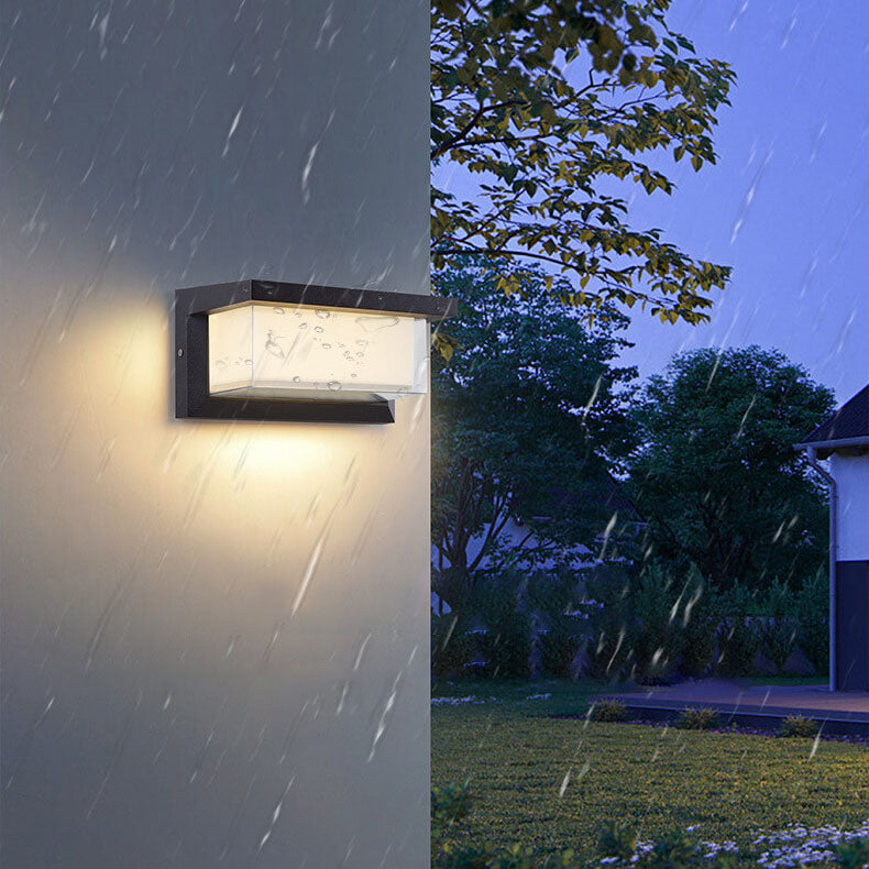 Hjemix | Moderne Minimalistisk Solrektangel PC LED Utendørs Vegglampe For Utendørs Patio