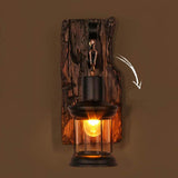 Hjemix | Lysglass – Sylinderformet vegglampe med glass-, jern- og trebase