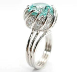 Hjemix | 6 Karat Paraiba Blågrønn Lotus Diamant Ring