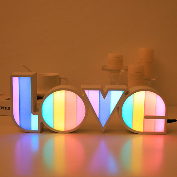 Hjemix | Modern Art Deco vanntett PS LOVE bokstaver LED bordlampe for soverommet