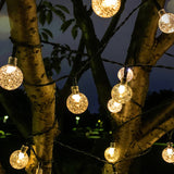 Hjemix | Moderne Art Deco vanntett Solar-PVC-Gummi-akryl-snor-bees-ball-kristall-ball-fall-LED lys utendørs for hagen