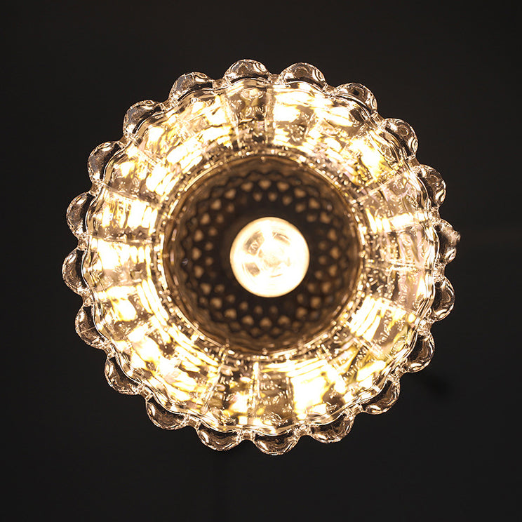 Hjemix | Tradisjonell Fransk Messing Ruter Glass Blomst Form 1-Lys Pendellampe For Stue