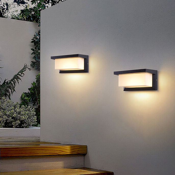 Hjemix | Moderne Minimalistisk Solrektangel PC LED Utendørs Vegglampe For Utendørs Patio