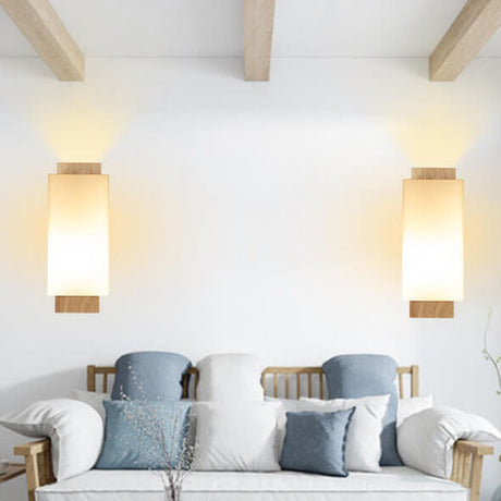 Hjemix | Moderne minimalistisk massiv trefirkantet glass søyle 1-lys vegglampe
