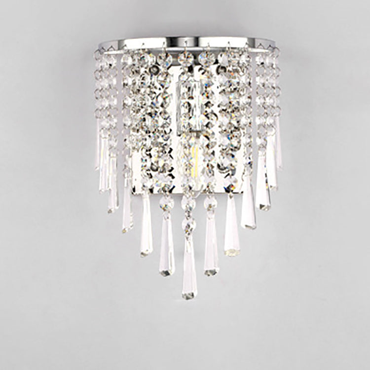Hjemix | Moderne Luksus Semi-Rund Octagonal Perle Rustfritt Stål Krystall 1-lys Vegglampe for Stue