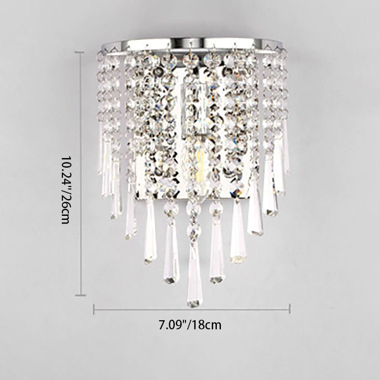 Hjemix | Moderne Luksus Semi-Rund Octagonal Perle Rustfritt Stål Krystall 1-lys Vegglampe for Stue