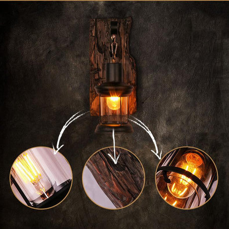 Hjemix | LichtGlas – Sylindervegglampe med glassbase, jern og tre